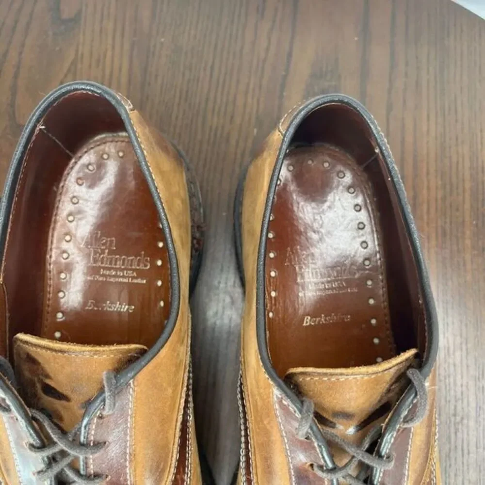 Allen Edmonds Berkshire Shoes Men's 7.5D Brown Leather Distressed Oxford‎ Dress